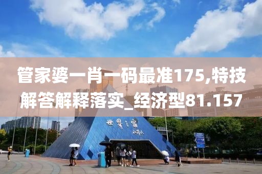 管家婆一肖一碼最準175,特技解答解釋落實_經濟型81.157