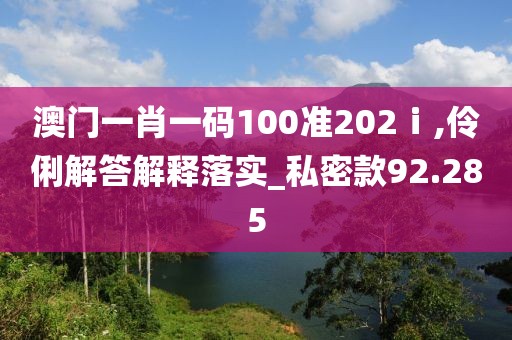 澳門一肖一碼100準202ⅰ,伶俐解答解釋落實_私密款92.285