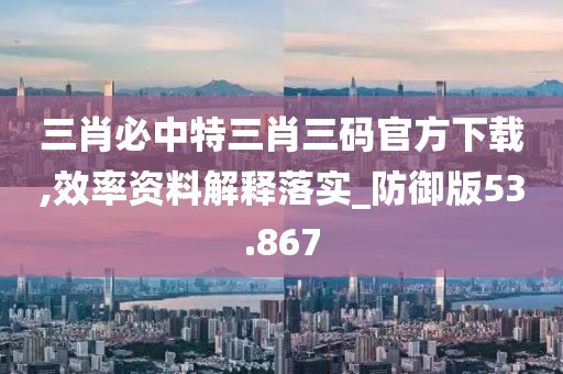 三肖必中特三肖三碼官方下載,效率資料解釋落實_防御版53.867