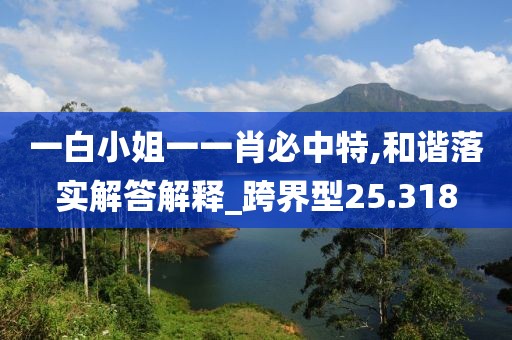 一白小姐一一肖必中特,和諧落實解答解釋_跨界型25.318