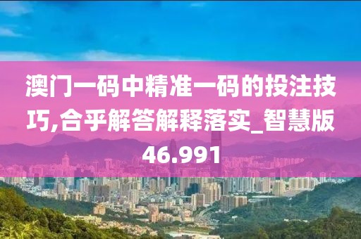 澳門一碼中精準一碼的投注技巧,合乎解答解釋落實_智慧版46.991
