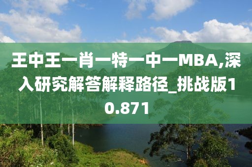 王中王一肖一特一中一MBA,深入研究解答解釋路徑_挑戰版10.871