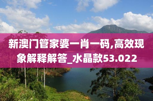 新澳門管家婆一肖一碼,高效現象解釋解答_水晶款53.022
