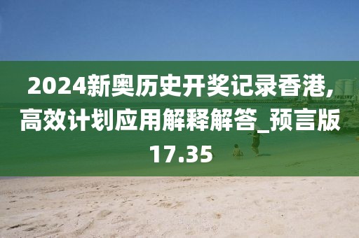 2024新奧歷史開獎記錄香港,高效計劃應用解釋解答_預言版17.35