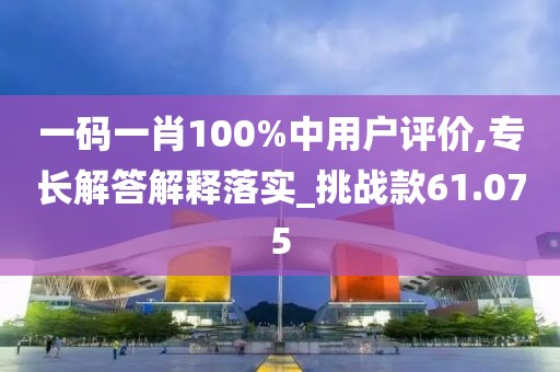 一碼一肖100%中用戶評價,專長解答解釋落實_挑戰款61.075
