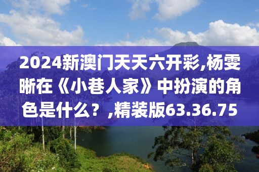 2024新澳門天天六開彩,楊雯晰在《小巷人家》中扮演的角色是什么？,精裝版63.36.75