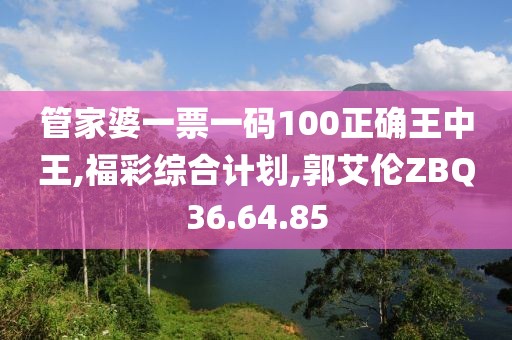 管家婆一票一碼100正確王中王,福彩綜合計劃,郭艾倫ZBQ36.64.85