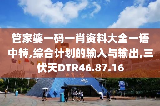 管家婆一碼一肖資料大全一語中特,綜合計劃的輸入與輸出,三伏天DTR46.87.16