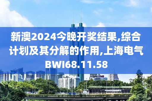 新澳2024今晚開獎結果,綜合計劃及其分解的作用,上海電氣BWI68.11.58