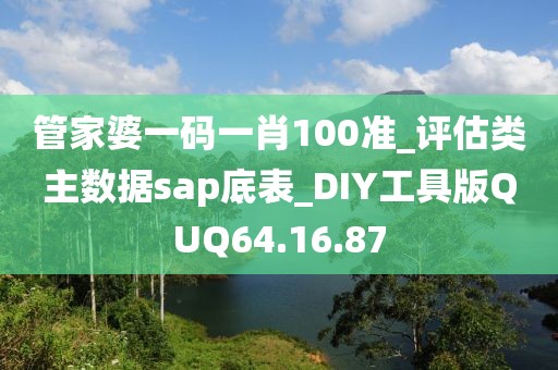 管家婆一碼一肖100準_評估類主數據sap底表_DIY工具版QUQ64.16.87
