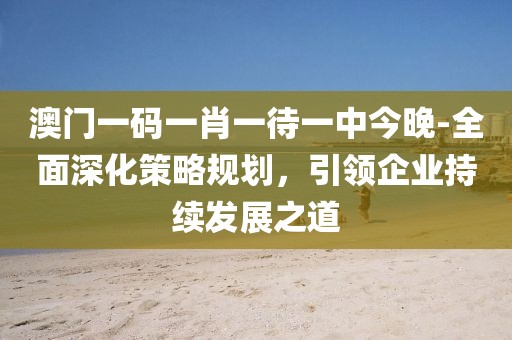 澳門一碼一肖一待一中今晚-全面深化策略規劃，引領企業持續發展之道