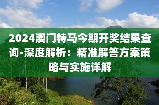 2024澳門特馬今期開獎結果查詢-深度解析：精準解答方案策略與實施詳解