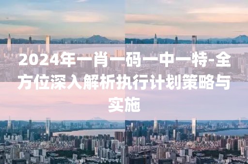2024年一肖一碼一中一特-全方位深入解析執行計劃策略與實施