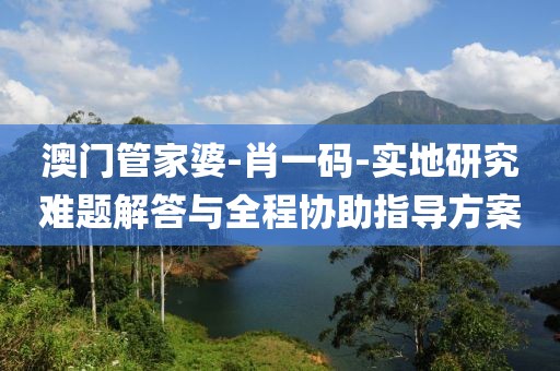 澳門管家婆-肖一碼-實地研究難題解答與全程協助指導方案