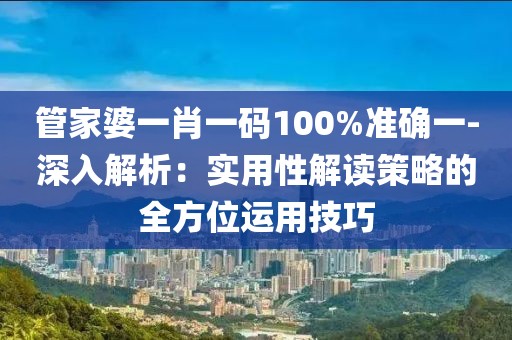 管家婆一肖一碼100%準確一-深入解析：實用性解讀策略的全方位運用技巧