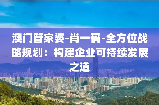 澳門管家婆-肖一碼-全方位戰略規劃：構建企業可持續發展之道