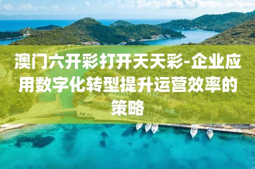 澳門六開彩打開天天彩-企業應用數字化轉型提升運營效率的策略