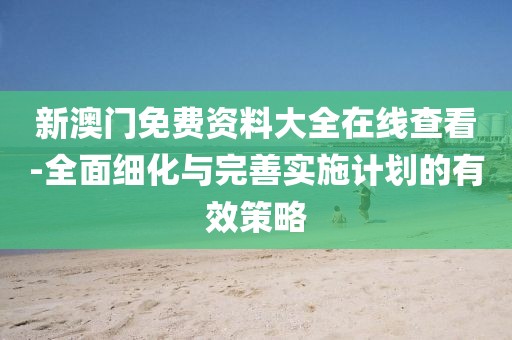 新澳門免費資料大全在線查看-全面細化與完善實施計劃的有效策略