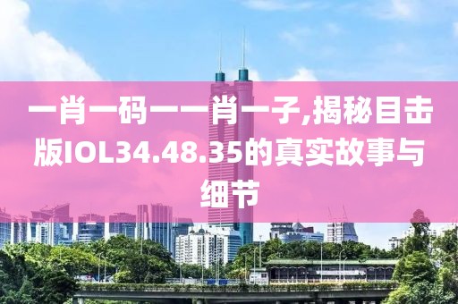 一肖一碼一一肖一子,揭秘目擊版IOL34.48.35的真實故事與細節