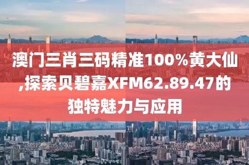 澳門三肖三碼精準100%黃大仙,探索貝碧嘉XFM62.89.47的獨特魅力與應用