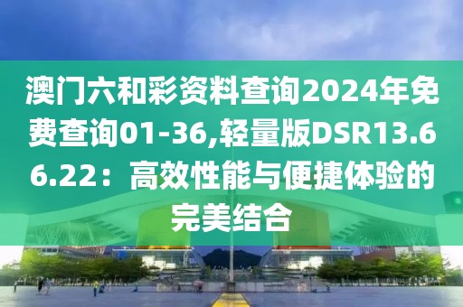 澳門六和彩資料查詢2024年免費查詢01-36,輕量版DSR13.66.22：高效性能與便捷體驗的完美結合
