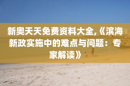 新奧天天免費資料大全,《濱海新政實施中的難點與問題：專家解讀》