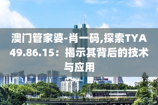 澳門管家婆-肖一碼,探索TYA49.86.15：揭示其背后的技術與應用