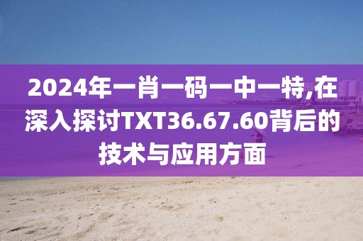2024年一肖一碼一中一特,在深入探討TXT36.67.60背后的技術與應用方面
