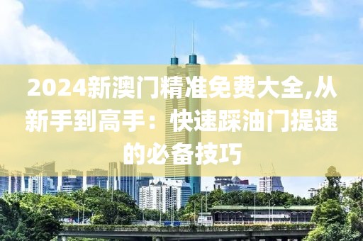 2024新澳門精準免費大全,從新手到高手：快速踩油門提速的必備技巧