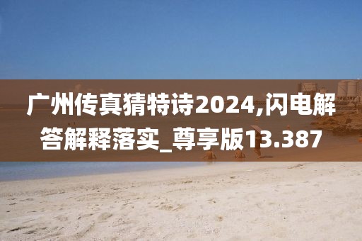 廣州傳真猜特詩2024,閃電解答解釋落實_尊享版13.387