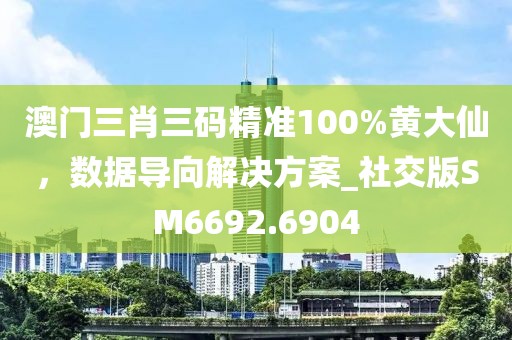 澳門三肖三碼精準100%黃大仙，數據導向解決方案_社交版SM6692.6904