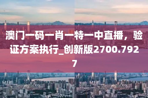 澳門一碼一肖一特一中直播，驗證方案執行_創新版2700.7927