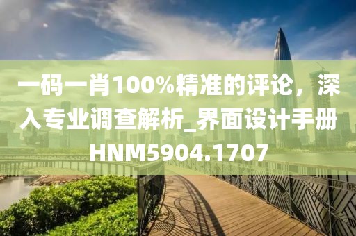 一碼一肖100%精準的評論，深入專業調查解析_界面設計手冊HNM5904.1707