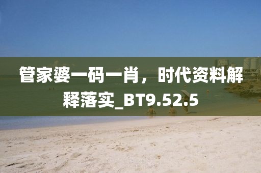 管家婆一碼一肖，時代資料解釋落實_BT9.52.5