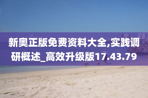 新奧正版免費資料大全,實踐調研概述_高效升級版17.43.79