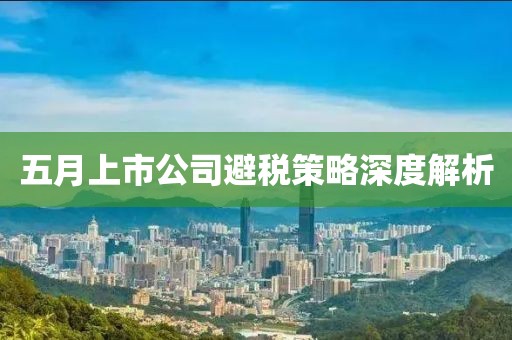 五月上市公司避稅策略深度解析