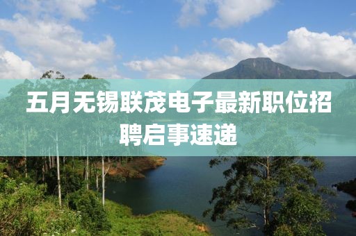 五月無錫聯茂電子最新職位招聘啟事速遞