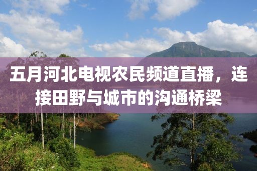 五月河北電視農民頻道直播，連接田野與城市的溝通橋梁