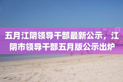 五月江陰領導干部最新公示，江陰市領導干部五月版公示出爐