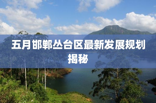 五月邯鄲叢臺區最新發展規劃揭秘