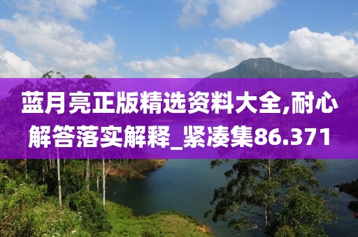 藍月亮正版精選資料大全,耐心解答落實解釋_緊湊集86.371