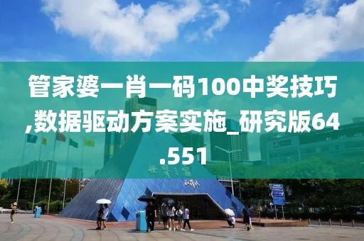 管家婆一肖一碼100中獎技巧,數據驅動方案實施_研究版64.551